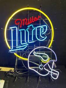 lot 24 image: Miller Lite MN Vikings helmet neon