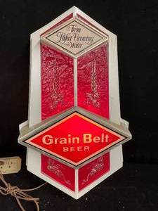 lot 28 image: Grain Belt Beer internally lit wall mount sign