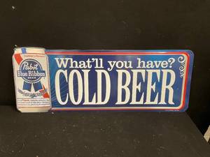 lot 46 image: PBR Pabst Blue Ribbon tin tacker