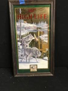 lot 50 image: Miller High Life wolves mirror, Artist Scott Zoellick, Limited Edition