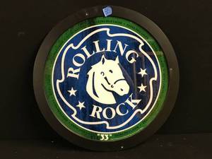 lot 55 image: Rolling Rock beer horse head mirror