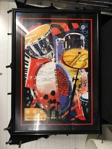 lot 84 image: Budweiser True Music drums  keyboard, framed artwork  print