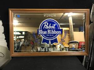 lot 85 image: PBR Pabst Blue Ribbon Whatll You Have mirror