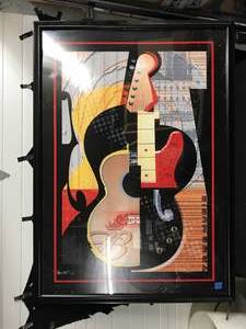 lot 83 image: Budweiser True Music guitar, framed artwork  print