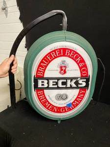 lot 48 image: Becks double-sided fluorescent backlit pub light
