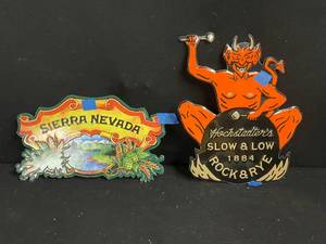 lot 91 image: Lot of 2 Sierra Nevada tin tacker and Hochstadters Devil tin tacker