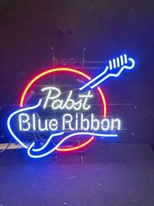 lot 77 image: PBR Pabst Blue Ribbon guitar neon