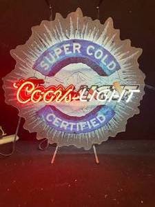 lot 103 image: Coors Light Super Cold Certified neon sign