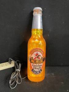 lot 109 image: Michelob Golden Draft MGD wall mounted light up bottle