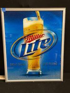 lot 119 image: Miller Lite foil mirror, Great Taste Less Filling