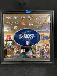 lot 131 image: Bud Light, Official Beer Sponsor of the NFL, mirror with die-cut team logos