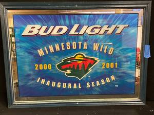 lot 138 image: Minnesota MN Wild NHL Bud Light mirror, Inaugural Season 2000-2001