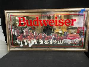 lot 143 image: Budweiser King of Beers Clydesdale horses mirror