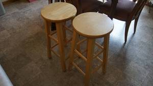 lot 12 image: 2 Wood Countertop Stools