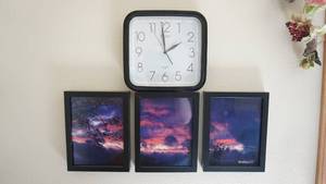 lot 40 image: Clock, 3 Framed Pictures