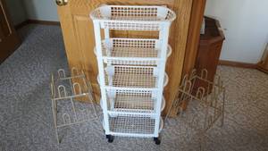 lot 58 image: 2 Shoe Holders and Plastic Bins on Wheels
