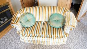 lot 84 image: Striped Loveseat
