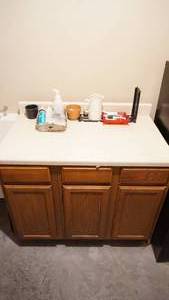 lot 137 image: Cabinet with Garage Supplies