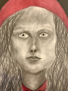 lot 26 image: Large Painting of Little Red Riding Hood by Hanna Zipes
