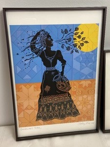 lot 3 image: Set of 3 Framed Fairytale Themed Multi-Media Prints by Joellyn Rock 2004