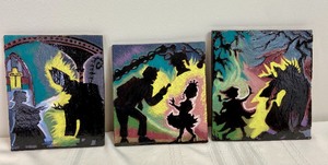 lot 4 image: 3 Original Handmade Fairytale Theme Art Tiles by Dawn Malcom
