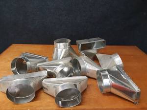 Lot of (9) 6 Round Transition Galvanized Duct Fittings