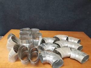 Lot of (19) 5 Galvanized Oval  Round Duct Fittings