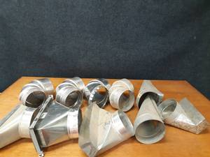 Lot of (10) 6 Galvanized & Aluminum Round Duct Fittings