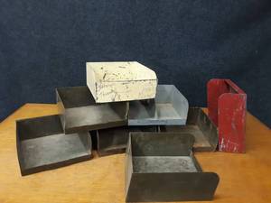 Lot of (8) Steel Parts Bins 11 x 12 x 5