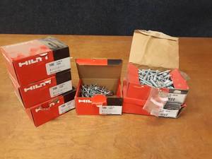 Large Lot of Hilti Hardware - Threaded Studs, Concrete Nails