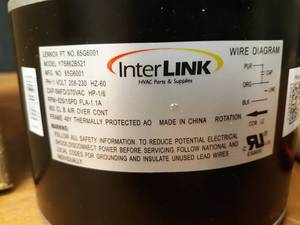 lot 1593 image: NEW InterLink Electric Motor - 16 HP - 1 Phase