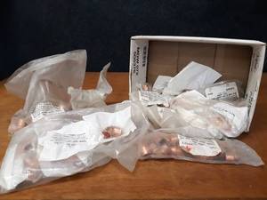 lot 1676 image: Large Lot of 50 Copper Pipe Fittings Cleaned for Oxygen Service