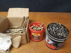 lot 1691 image: Lot of 58 Bolts (6 & 3) and Bucket of 12 & 716 Bolts