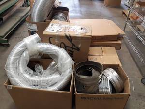 lot 1745 image: PALLET LOT - Aluminum Flex Duct (3), Diffusers, Vents, NEW American Standard Toilet and More
