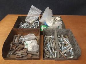 lot 1836 image: Lot of (4) Steel Bolt Bins w Bolts and More - Bolts seem to be mostly 12 & 34