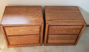 lot 49 image: Rustic Dark Pine 2 Drawer Side Table