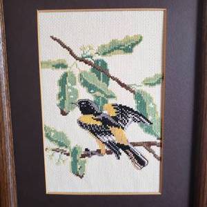 lot 71 image: Charming Needlework Songbirds