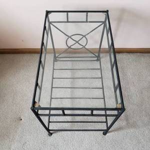 lot 62 image: Glass Top Side Table with Iron Base