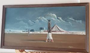 lot 42 image: The Story Teller by Fredric R Proctor Surrealist Oil on Canvas