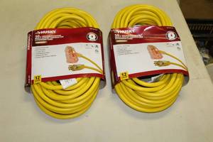 lot 69 image: Lot of (2) Husky Extension Cords Yellow 50L   12GA 1 Phase (new)
