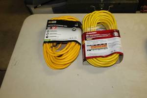 lot 71 image: Lot of (2) Husky Extension Cords Yellow 50L   12GA 1 Phase (new)