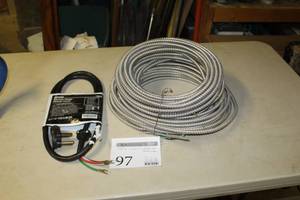lot 97 image: Lot of (2) Electric Dryer Accessories    with Metal Conduit, Sears Electric Dryer Power Cord 30A