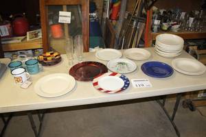 lot 119 image: Kitchenwares    with Serving Platters, Bowls, Glasses, Decorative Plates, Plates, Saucers, Mugs