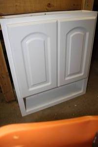 lot 193 image: Bathroom Wall Cabinet 2-door White 24Wx7Dx28H