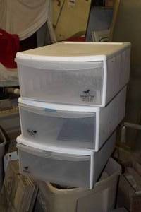 lot 238 image: Lot of (3) Plastic Storage Bin 1-drawer 16Wx19Dx8H