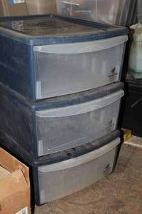 lot 239 image: Lot of (3) Plastic Storage Bin 1-drawer 16Wx20Dx 8-12H