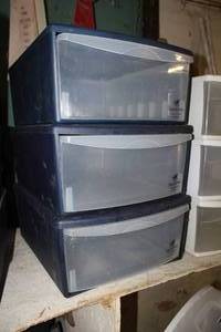 lot 241 image: Lot of (3) Plastic Storage Bin 1-drawer 16Wx20Dx 8-12H