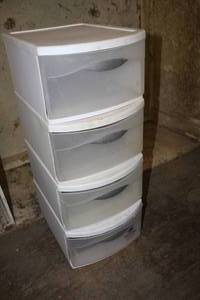 lot 243 image: Lot of (4) Plastic Storage Bin 1-drawer 12Wx16Dx8H
