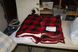 lot 284 image: Lot of (2) Wool Throw Blankets