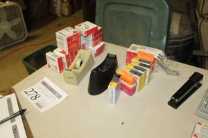 lot 278 image: Lot of (29) Office Supplies    with Tape Dispensers (x2), Tape Rolls (x27)